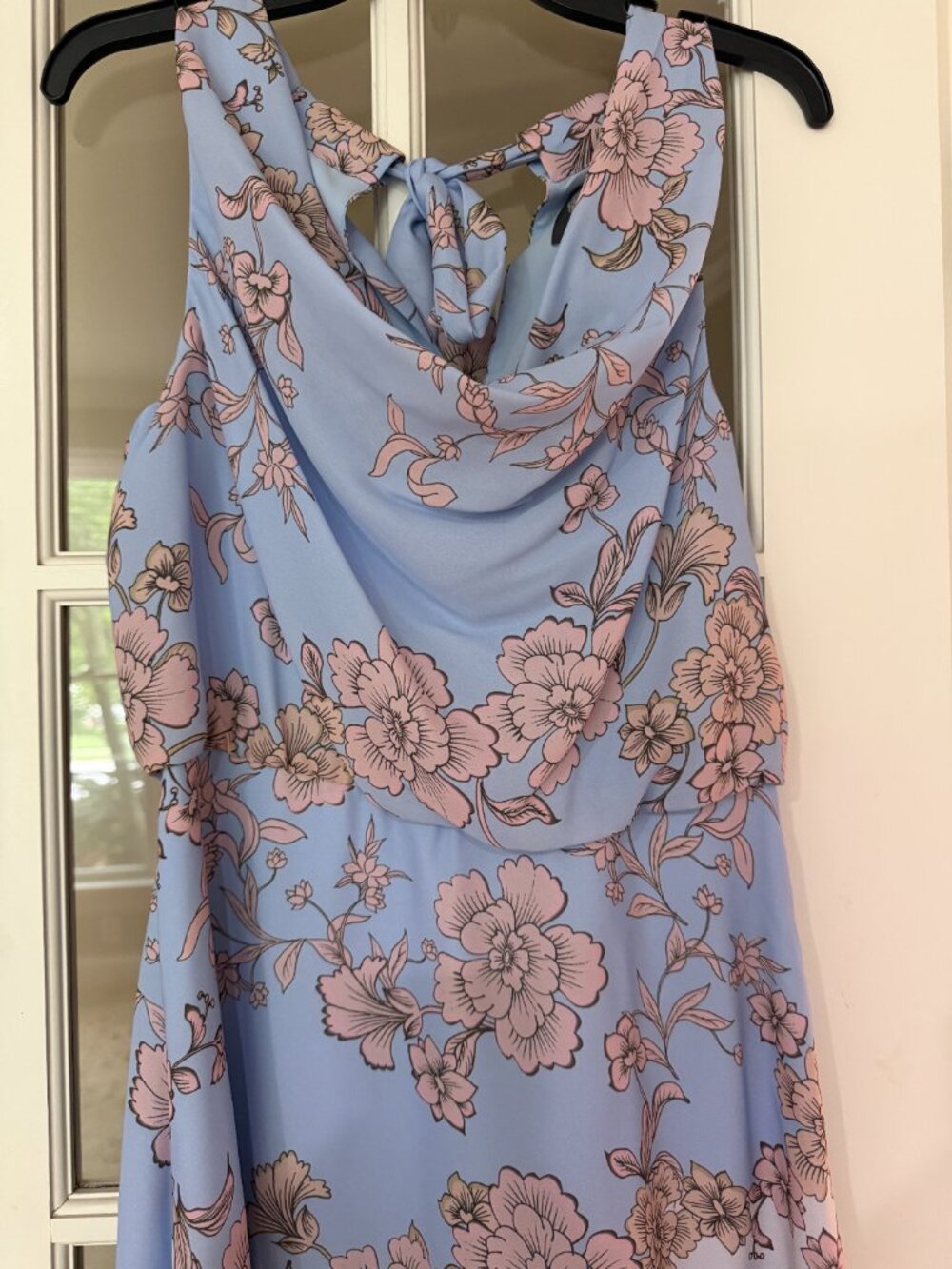 Vince Camuto pale blue & pink floral drape neck midi dress size 6 - Picture 6 of 10